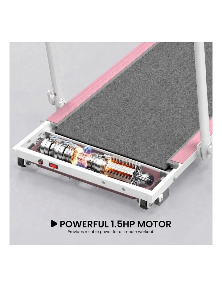 Powertrain K300 Pink Foldable 2-in-1 Under Desk Walking Pad Treadmill 1.5HP 10km/h Incline Home image 7