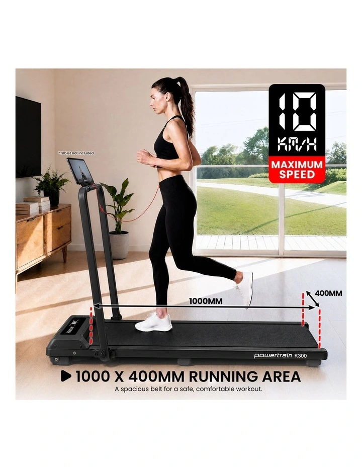 Powertrain K300 Black Foldable 2-in-1 Under Desk Walking Pad Treadmill 1.5HP 10km/h Incline Home image 5