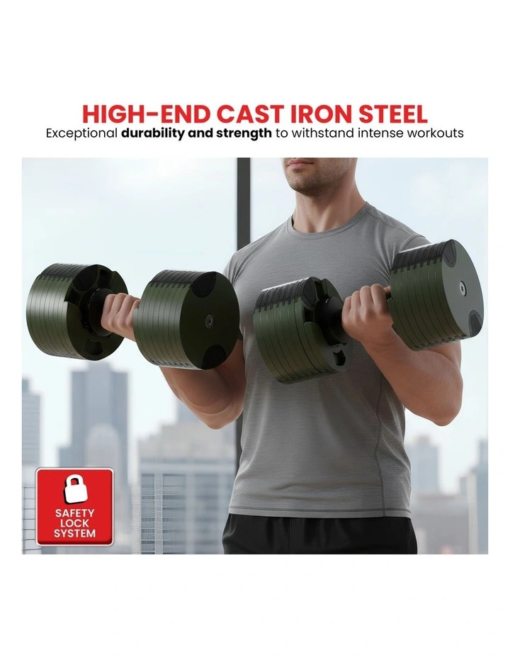 Powertrain 72kg Adjustable Dumbbells Pair with Stand 4-36kg Quick Dial Weight Set for Home Gym image 4
