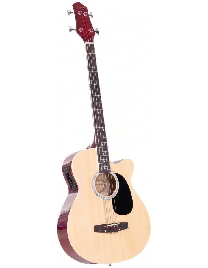 Karrera 4 String Acoustic Bass Guitar Electric Pickup 5 Band Equaliser Natural image 1