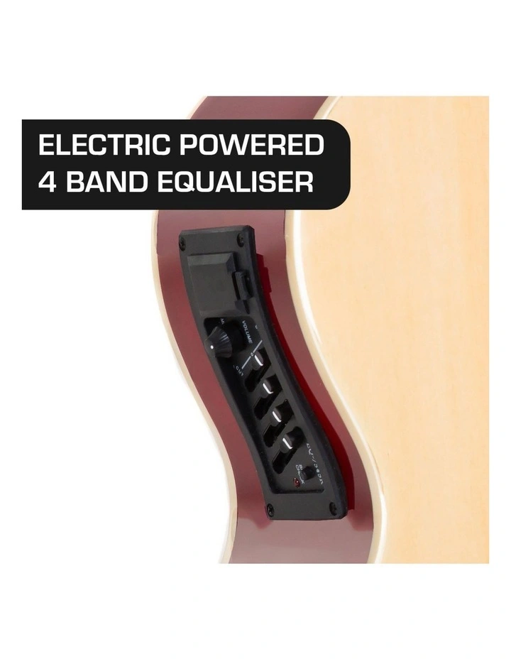 Karrera 4 String Acoustic Bass Guitar Electric Pickup 5 Band Equaliser Natural image 6