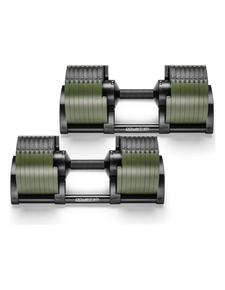 Powertrain Eon 72kg Adjustable Dumbbells Pair 4-36kg Quick Dial Cast Iron Weight Set for Home Gym image 4