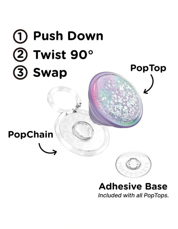 PopSockets PopTop and Chain Lite Phone Grip Holder (Adhesive) - Squishy Tidepool Unicorn image 6
