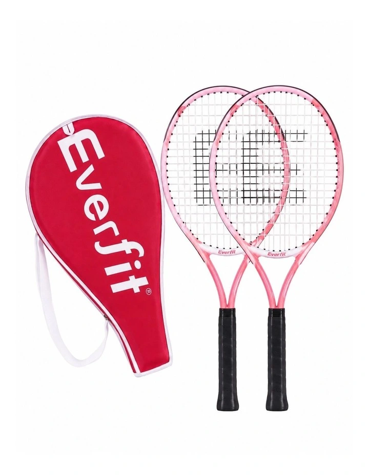 Everfit 23 Inch Tennis Racket Set of 2 Pack Lightweight Cushioned Grip Pink image 1