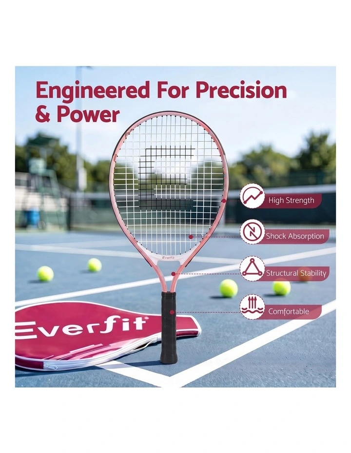 Everfit 23 Inch Tennis Racket Set of 2 Pack Lightweight Cushioned Grip Pink image 3