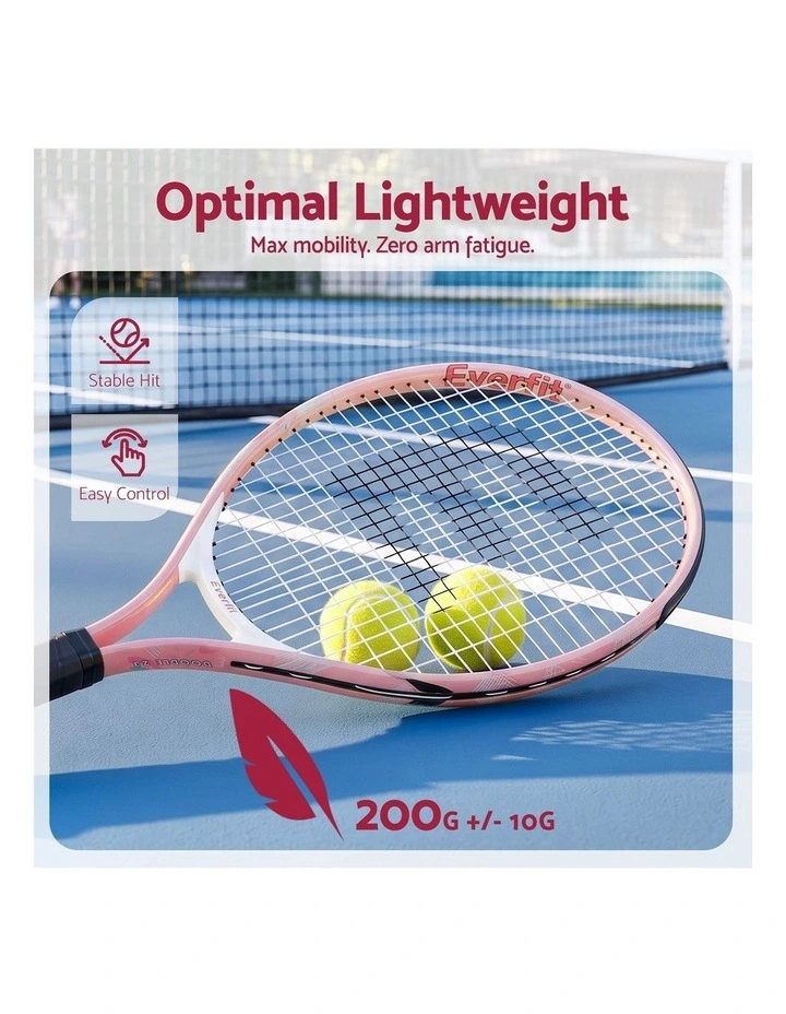 Everfit 23 Inch Tennis Racket Set of 2 Pack Lightweight Cushioned Grip Pink image 6