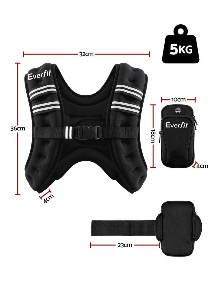 Everfit 5kg Weighted Vest Men Women, Reflective Running Vest with Armband Pouch image 2