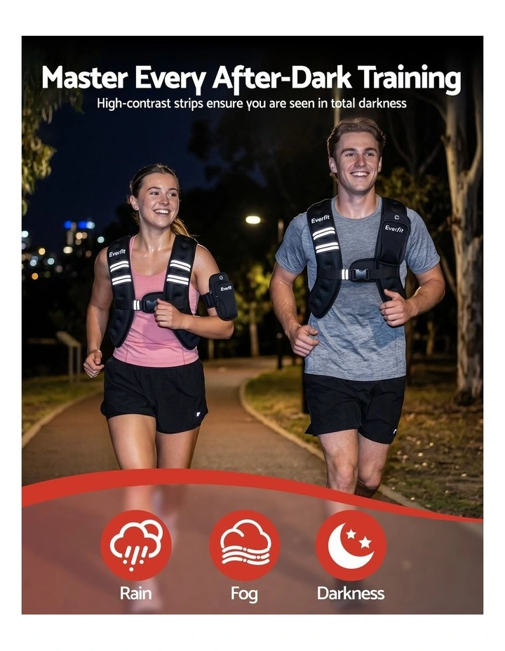 Everfit 5kg Weighted Vest Men Women, Reflective Running Vest with Armband Pouch image 5
