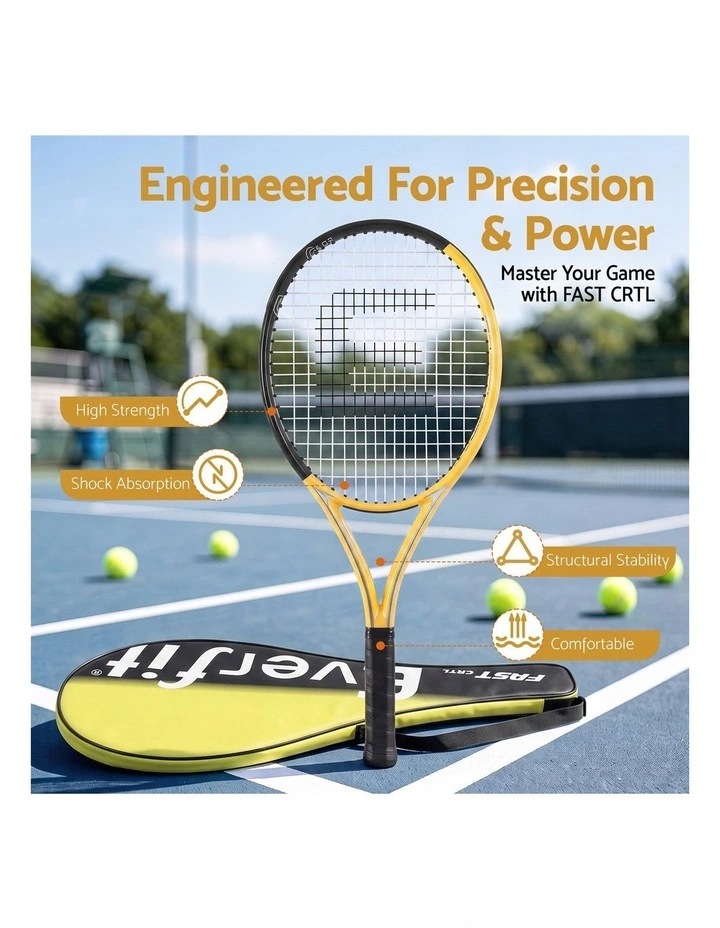 Everfit 27 Inch Tennis Racket Set of 2 Pack 27 Inch Lightweight Cushioned Grip Gold image 4