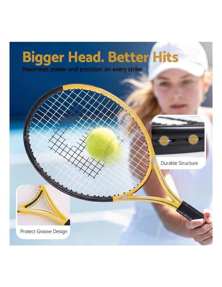 Everfit 27 Inch Tennis Racket Set of 2 Pack 27 Inch Lightweight Cushioned Grip Gold image 5