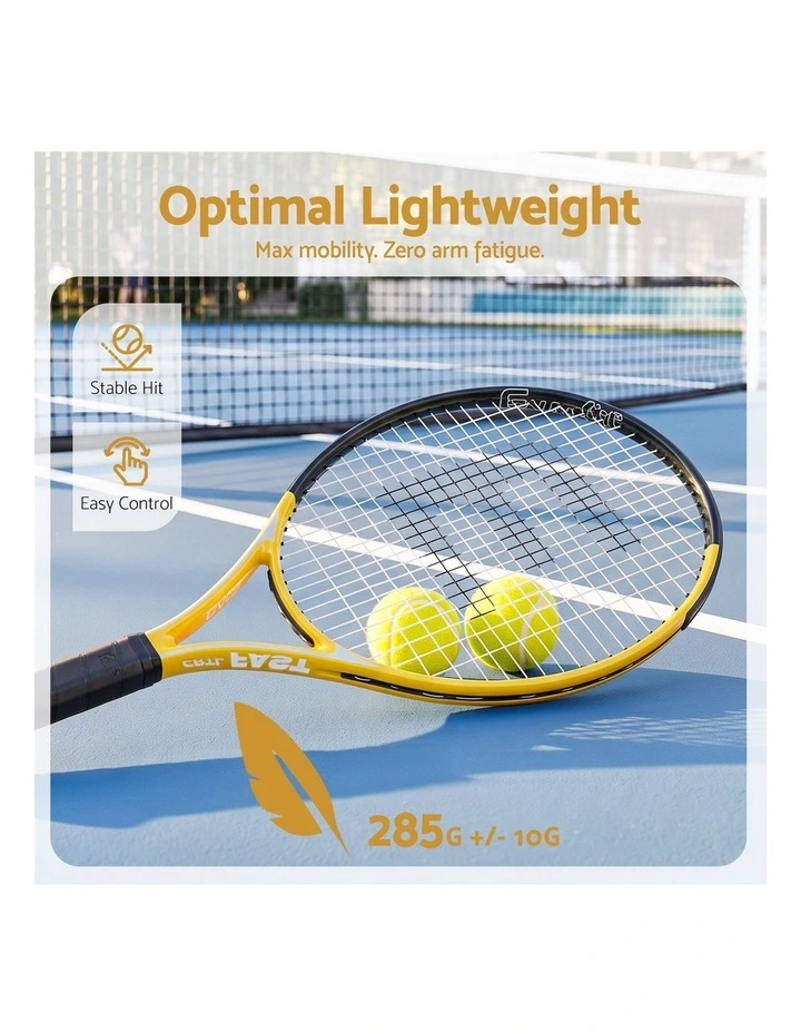 Everfit 27 Inch Tennis Racket Set of 2 Pack 27 Inch Lightweight Cushioned Grip Gold image 6