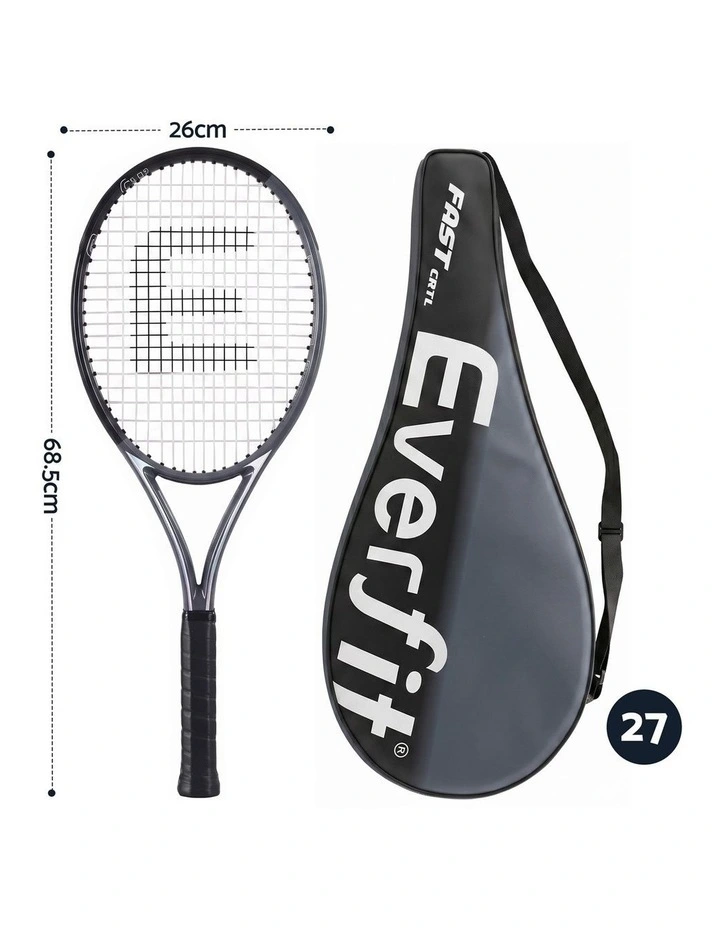 Everfit Tennis Racket Set 2 Pack 27 Inch Lightweight Cushioned Grip for Adults Black image 2