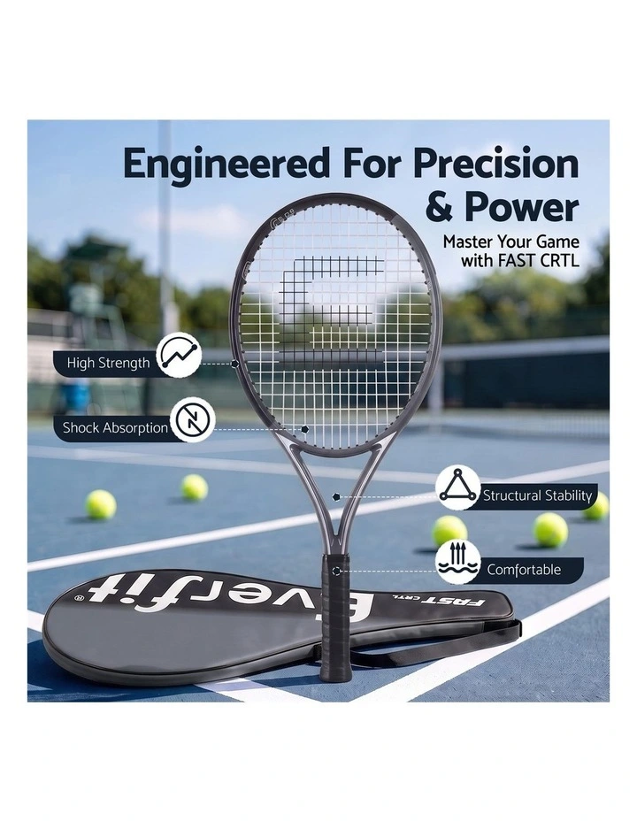 Everfit Tennis Racket Set 2 Pack 27 Inch Lightweight Cushioned Grip for Adults Black image 3