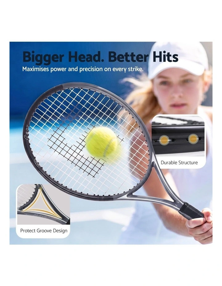 Everfit Tennis Racket Set 2 Pack 27 Inch Lightweight Cushioned Grip for Adults Black image 5