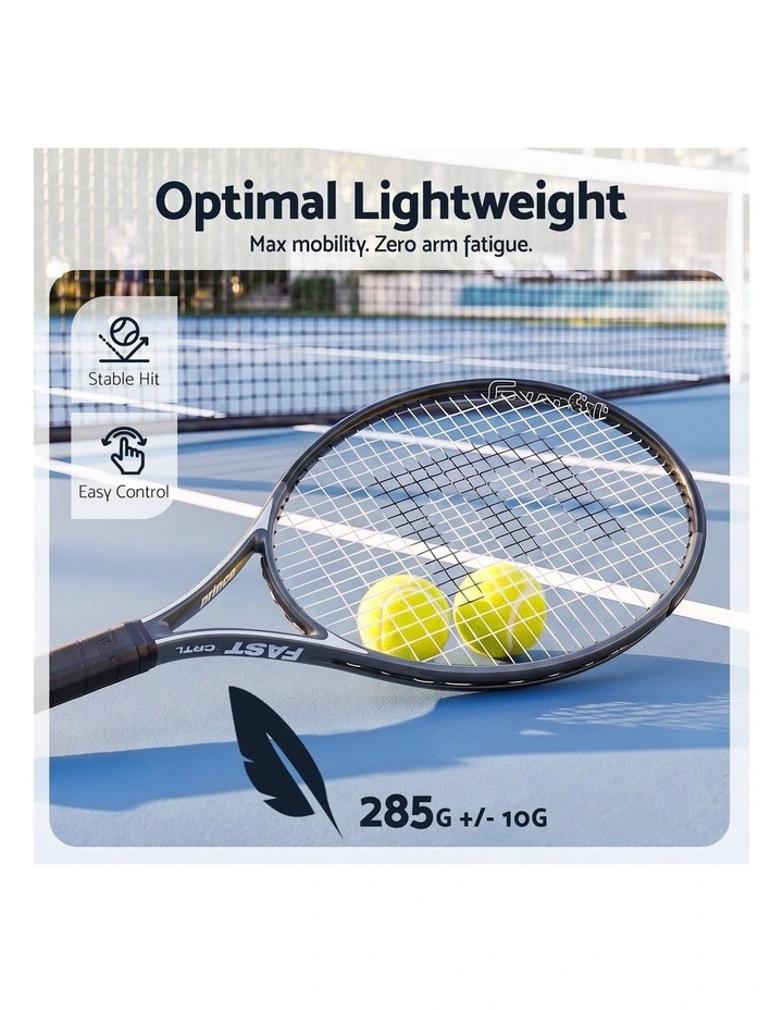Everfit Tennis Racket Set 2 Pack 27 Inch Lightweight Cushioned Grip for Adults Black image 6