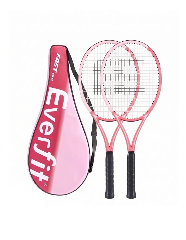 Everfit Tennis Racket Set 2 Pack 27 Inch Lightweight Cushioned Grip for Adults Pink image 1