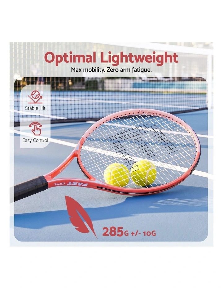 Everfit Tennis Racket Set 2 Pack 27 Inch Lightweight Cushioned Grip for Adults Pink image 6