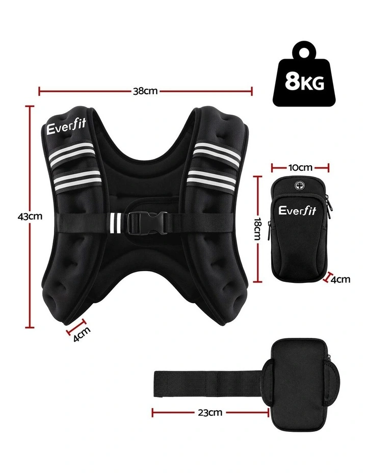 Everfit 8kg Weighted Vest Men Women, Reflective Running Vest with Armband Pouch image 2