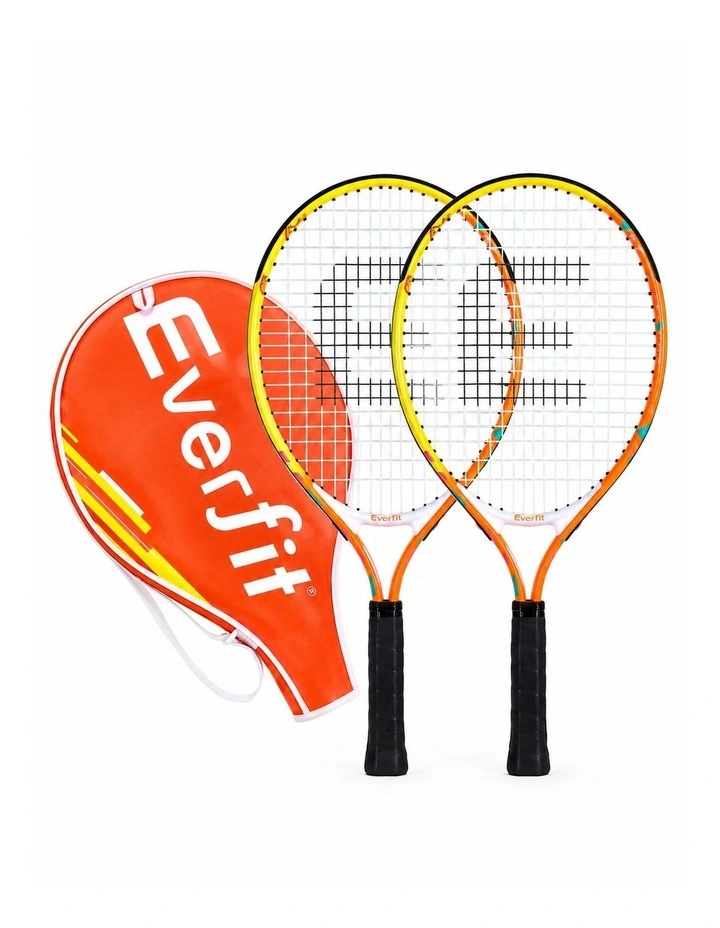 Everfit 23 Inch Tennis Racket Set of 2 Pack Lightweight Cushioned Grip Orange image 1