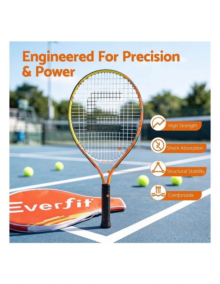 Everfit 23 Inch Tennis Racket Set of 2 Pack Lightweight Cushioned Grip Orange image 4