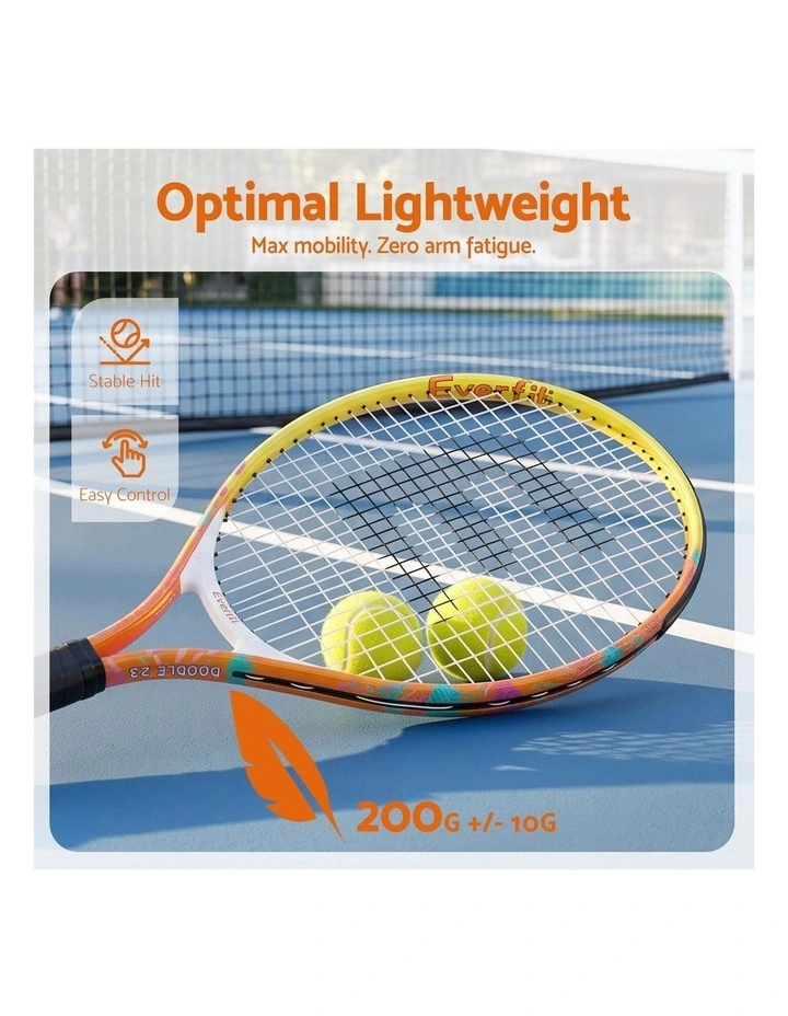 Everfit 23 Inch Tennis Racket Set of 2 Pack Lightweight Cushioned Grip Orange image 6