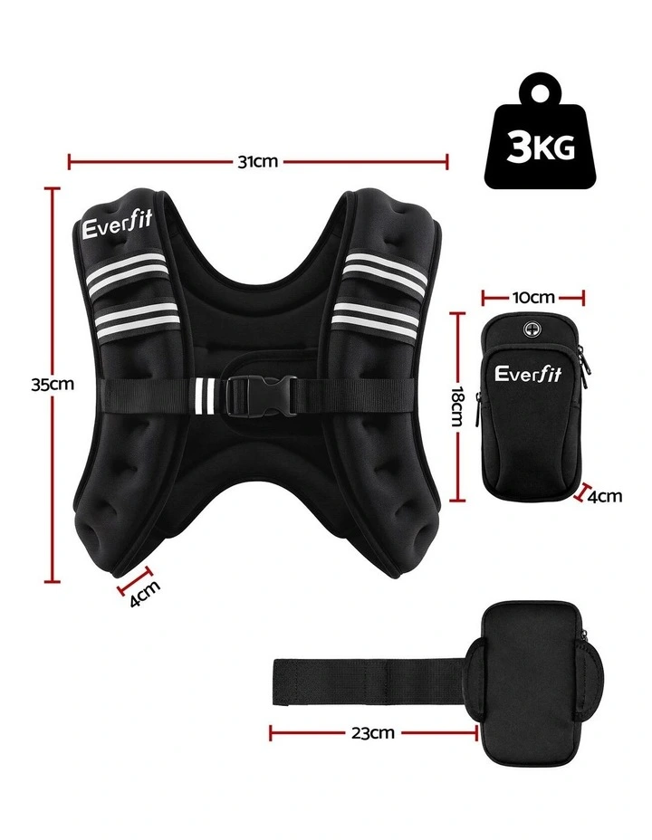 Everfit 3kg Weighted Vest Men Women, Reflective Running Vest with Armband Pouch image 2