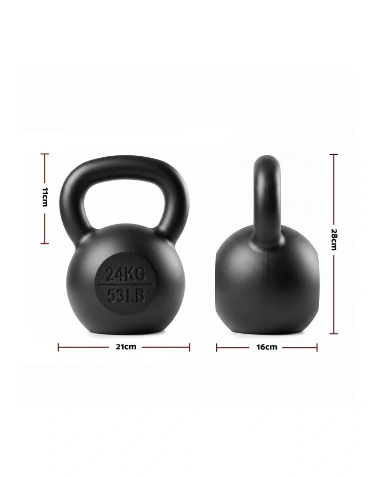 Everfit 24kg Cast Iron Kettlebell Powder Coating Flat Bottom Home Gym image 2