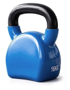 Everfit 16kg Kettlebell Cast Iron Weightlifting Bench Dumbbells Kettle Bell Blue