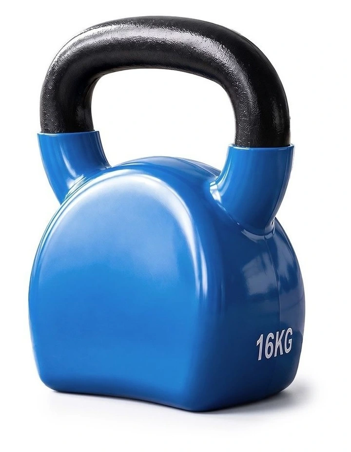 Everfit 16kg Kettlebell Cast Iron Weightlifting Bench Dumbbells Kettle Bell Blue image 1