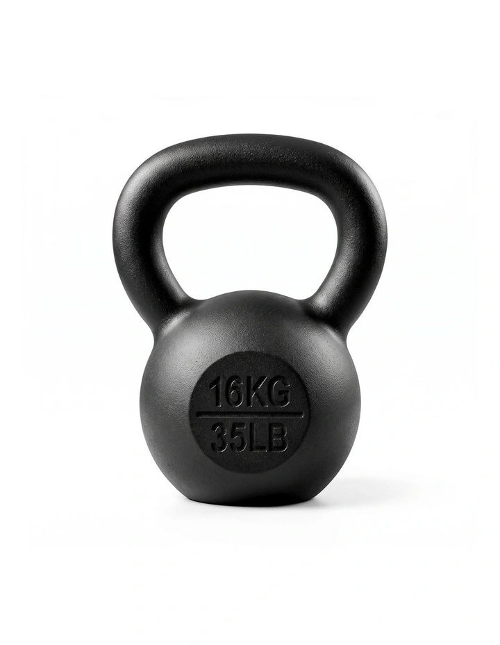 Everfit 16kg Cast Iron Kettlebell Powder Coating Flat Bottom Home Gym image 1