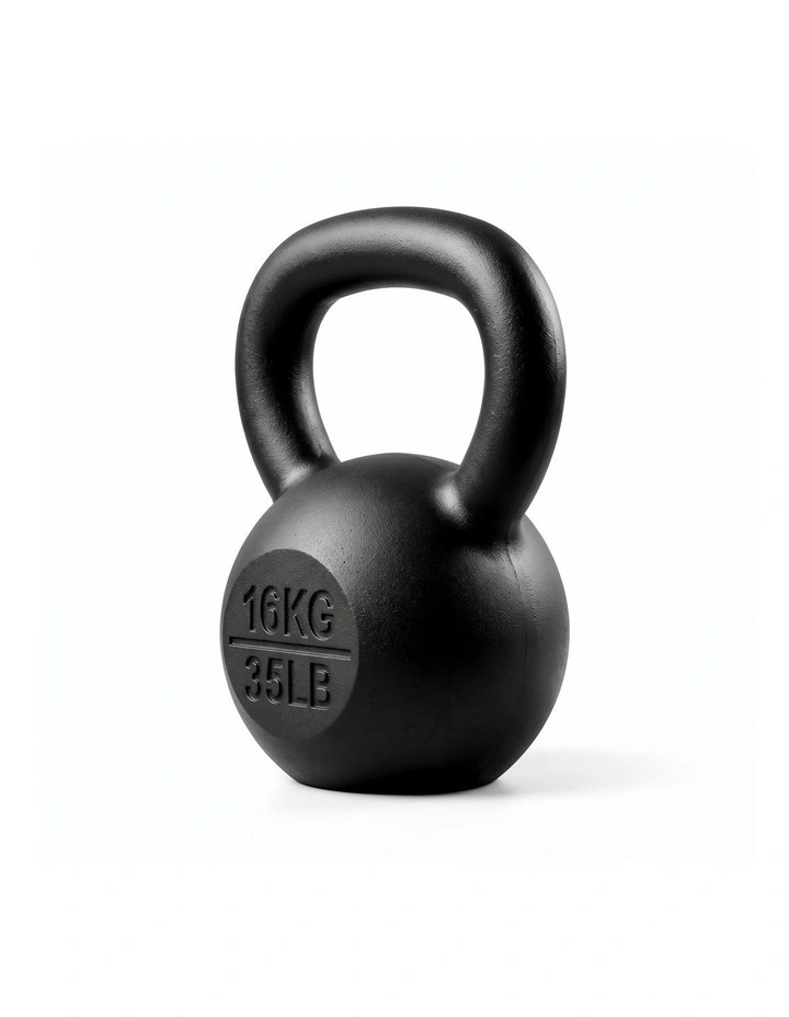 Everfit 16kg Cast Iron Kettlebell Powder Coating Flat Bottom Home Gym image 3