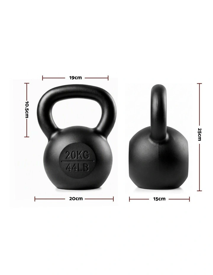 Everfit 20kg Cast Iron Kettlebell Powder Coating Flat Bottom Home Gym image 2