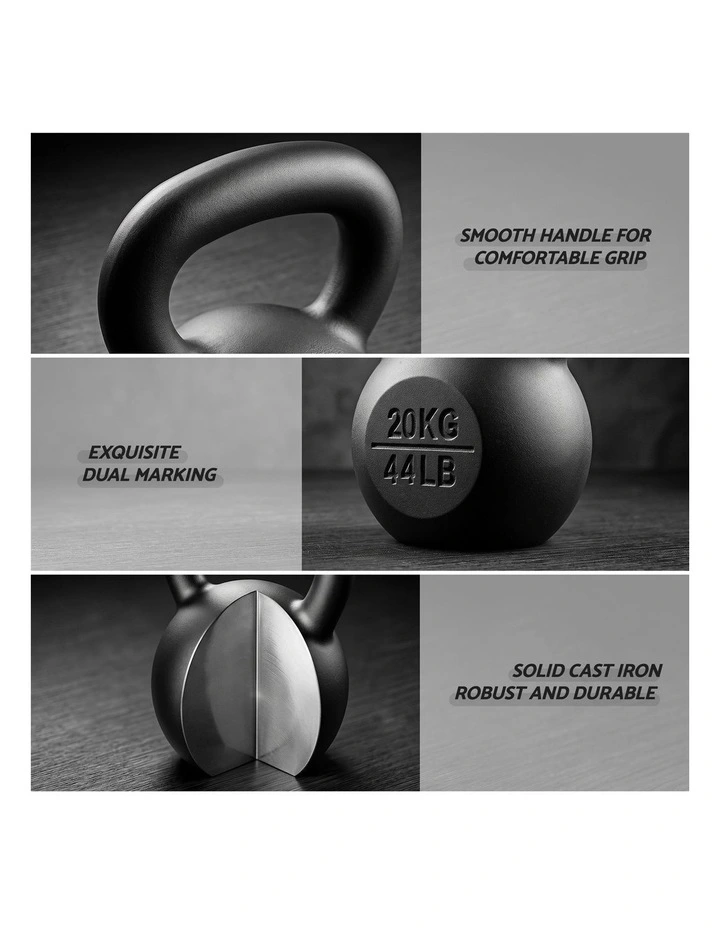 Everfit 20kg Cast Iron Kettlebell Powder Coating Flat Bottom Home Gym image 4