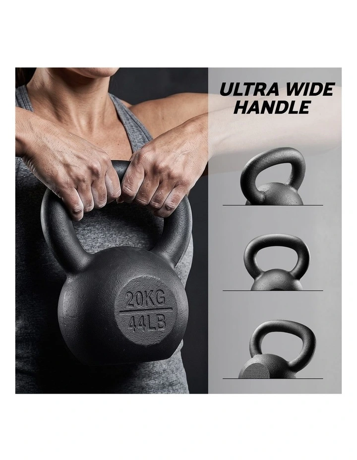 Everfit 20kg Cast Iron Kettlebell Powder Coating Flat Bottom Home Gym image 5