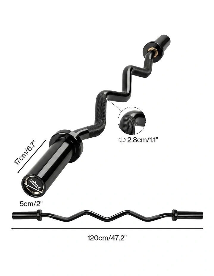 Centra Olympic Barbell Ez Curl Bar W Bar 810lbs Alloy Steel Black image 2