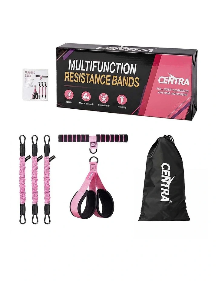 Centra Resistance Bands Set Foot Pedal 3 Tube Adjustable for Home Workout Pink image 1