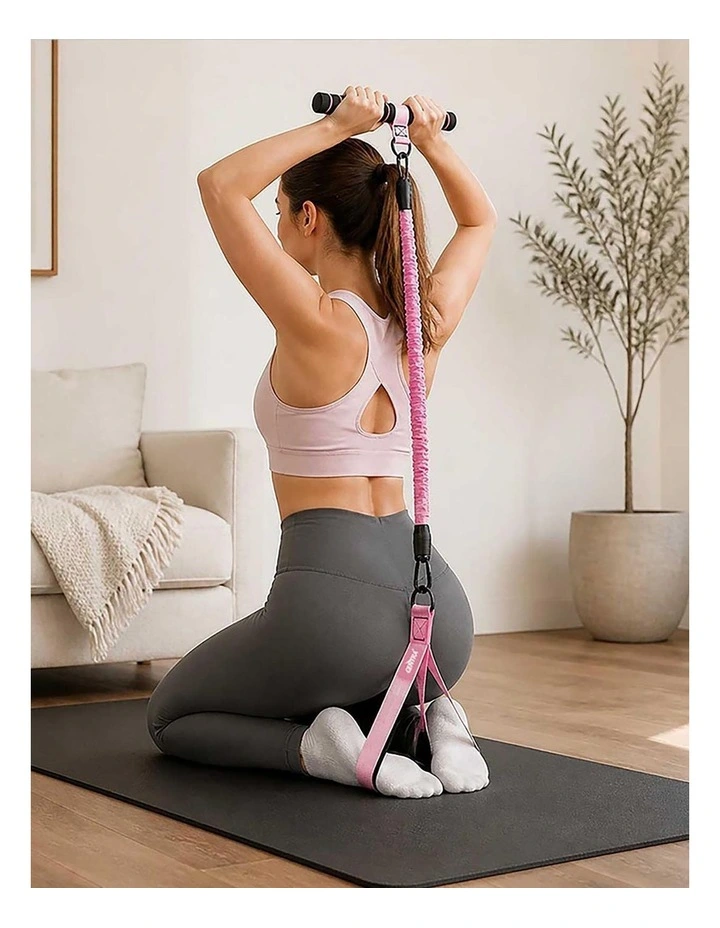 Centra Resistance Bands Set Foot Pedal 3 Tube Adjustable for Home Workout Pink image 7