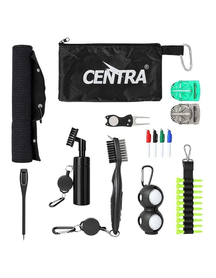Centra Golf Essentials Kit Must Accessories Set 11Pc Golf Gifts for Men Black image 1