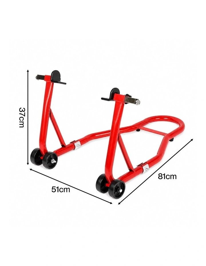 Monvelo Motorcycle Stand Heavy Duty 500KG Carbon Steel Lift Adjustable Fork Red image 2