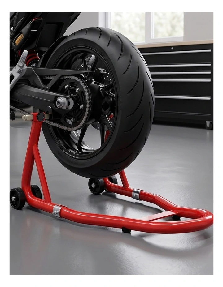 Monvelo Motorcycle Stand Heavy Duty 500KG Carbon Steel Lift Adjustable Fork Red image 6