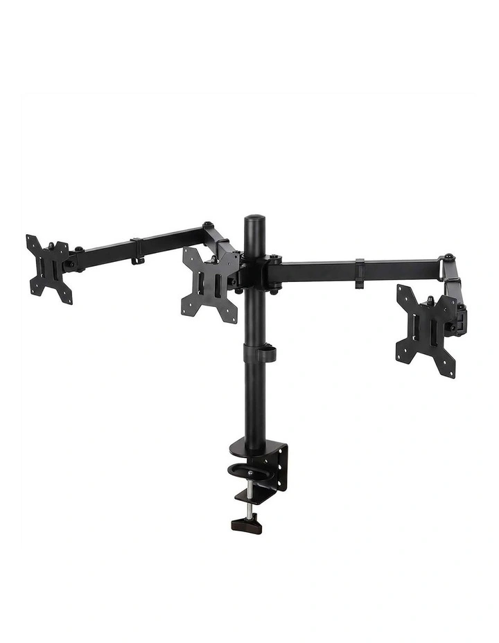 Levede Triple Monitor Arm Stand 10-27 Screens Desk Mount Adjustable Arms Black image 1
