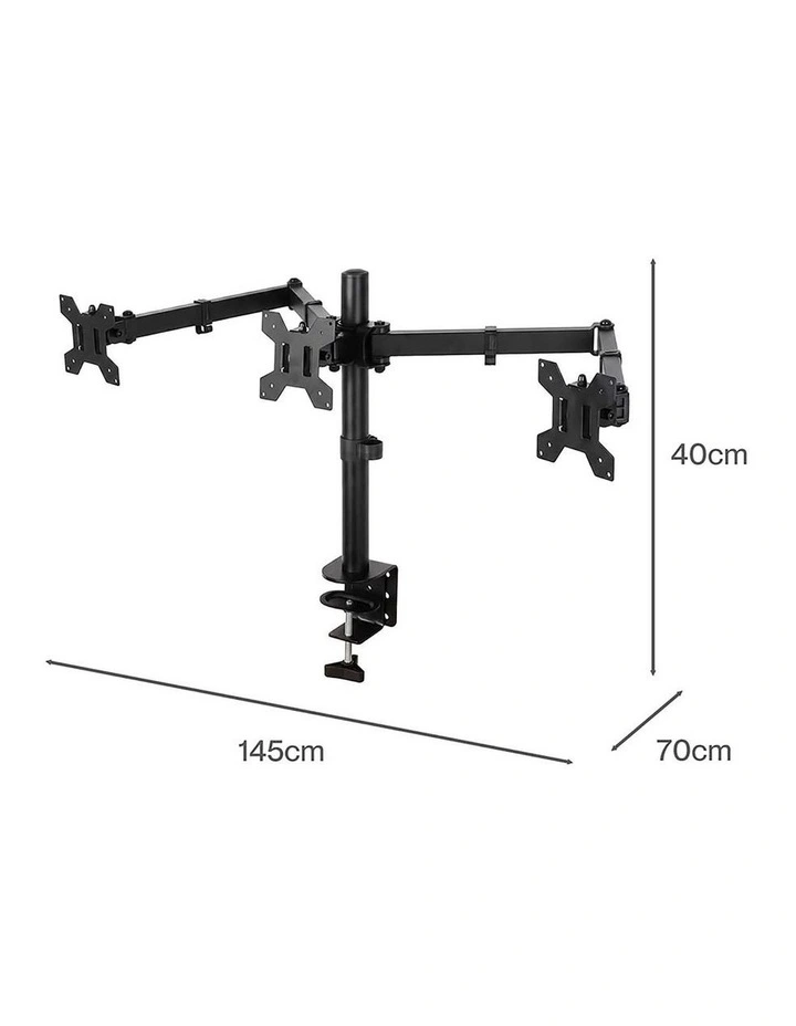 Levede Triple Monitor Arm Stand 10-27 Screens Desk Mount Adjustable Arms Black image 2