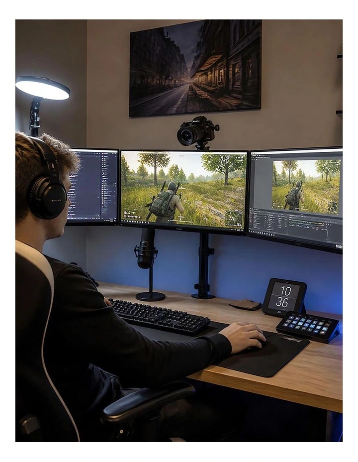 Levede Triple Monitor Arm Stand 10-27 Screens Desk Mount Adjustable Arms Black image 7