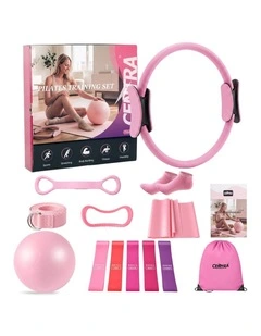 Centra Pilates Kit 13Pc All In One Set with Ring Ball Bands Home Workout Pink