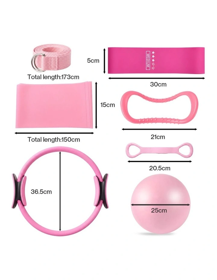 Centra Pilates Kit 13Pc All In One Set with Ring Ball Bands Home Workout Pink image 2