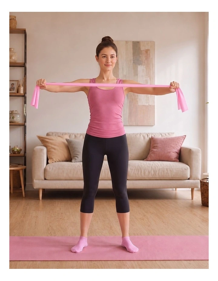 Centra Pilates Kit 13Pc All In One Set with Ring Ball Bands Home Workout Pink image 7