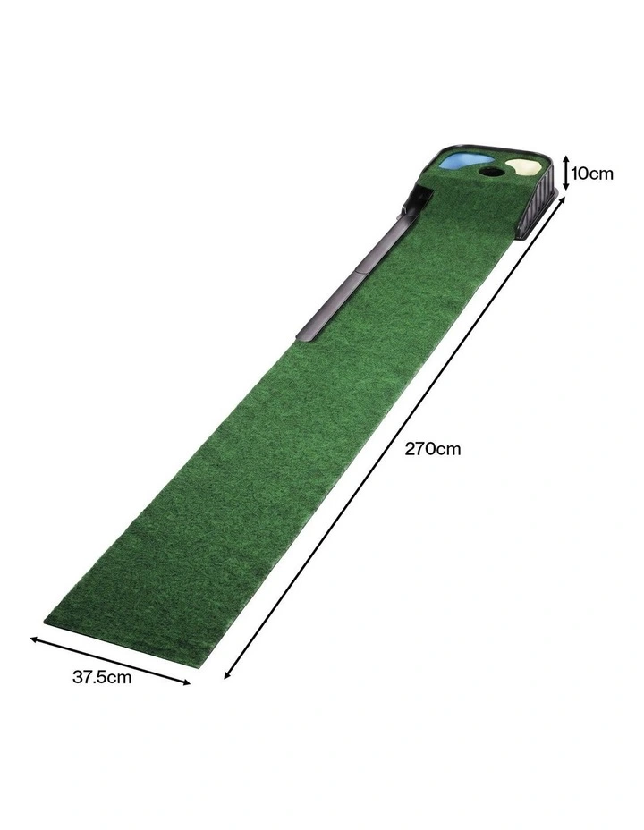 Centra Golf Putting Mat Training Aid Auto Ball Return 270cm Indoor,Green image 2