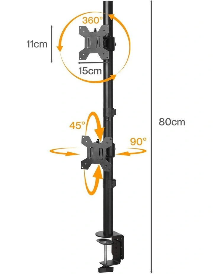 Levede Dual Monitor Arm Adjustable Stand Mount For 13-34 Inch Office Black image 2