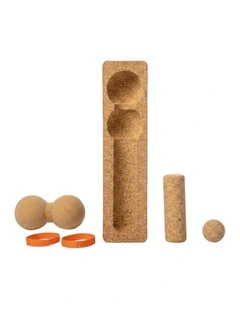 Centra Balance Board 5-In-1 Cork Ankle Trainer With Massage Ball Home Brown