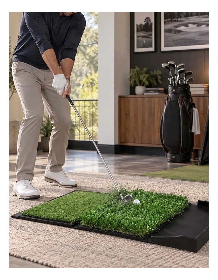 Centra Golf Hitting Mat Practice Dual Turf with Rubber Base Indoor Outdoor Green image 6